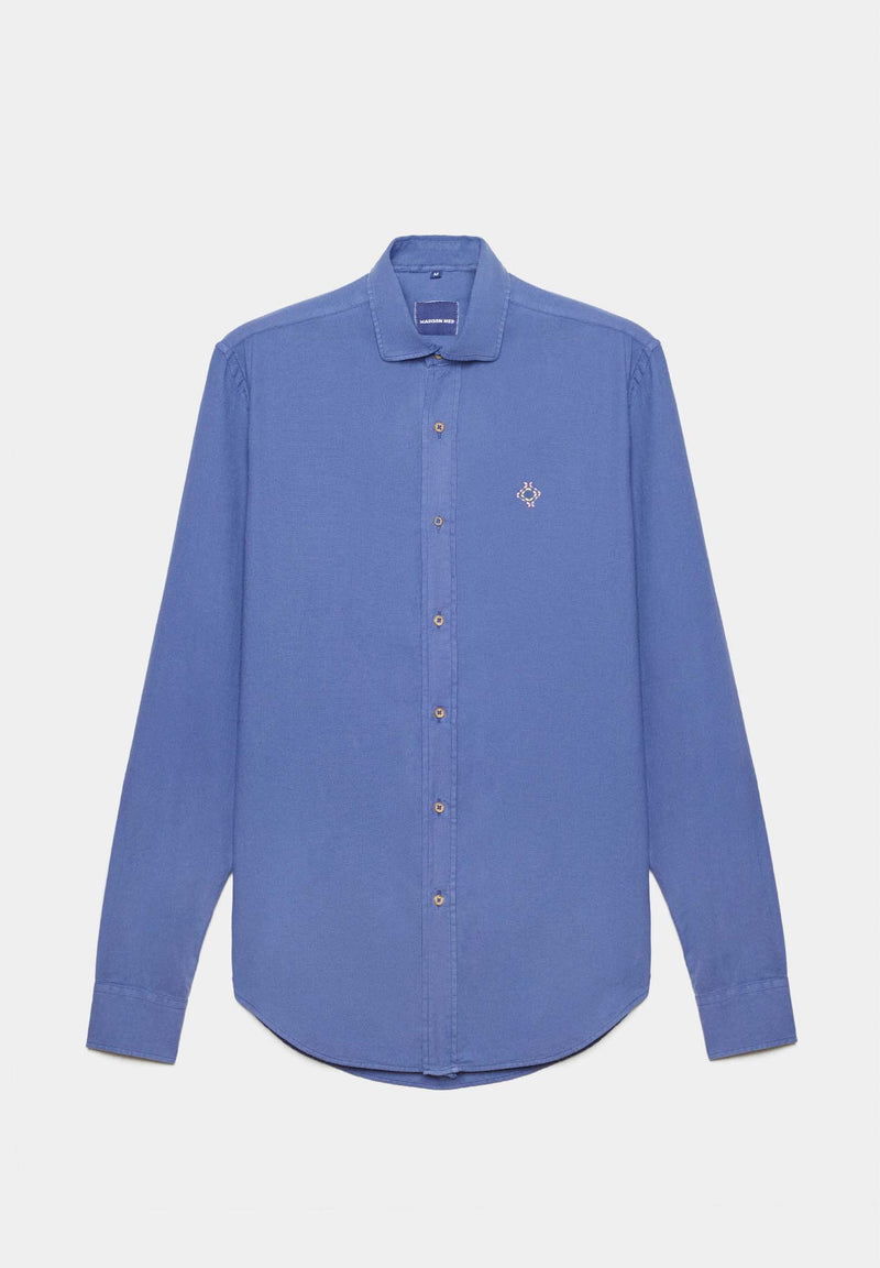 Camisa bordada algodón azul