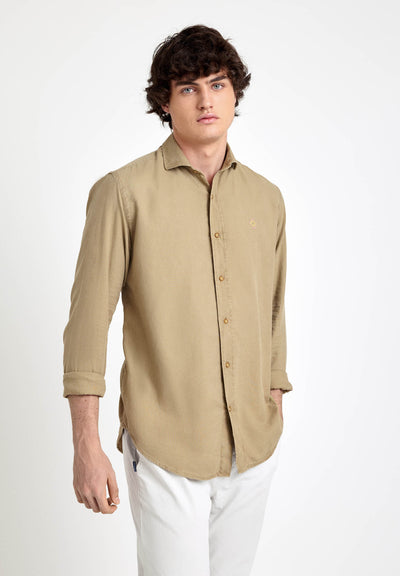 Camisa bordada algodón khaki claro