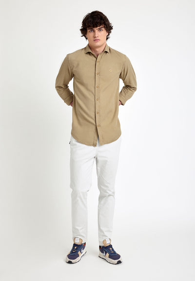 Camisa bordada algodón khaki claro