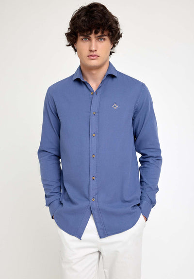 Camisa bordada algodón azul