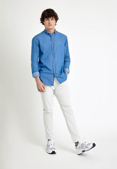 Camisa bordada dénim azul
