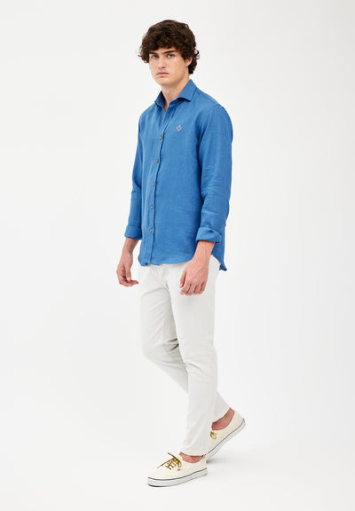 Camisa lino azul