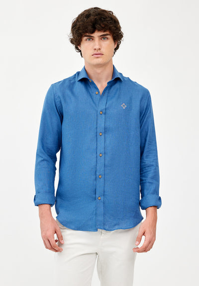 Camisa lino azul