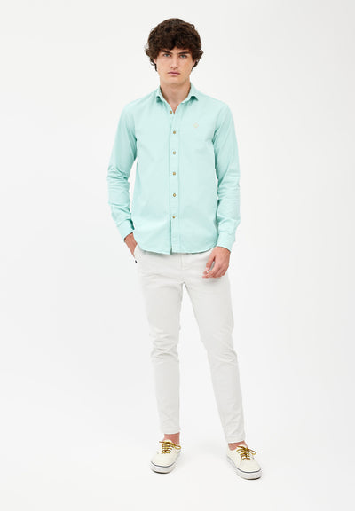 Camisa bordada algodón turquesa