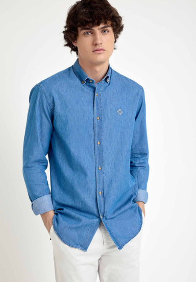 CAMISA BORDADA DENIM AZUL