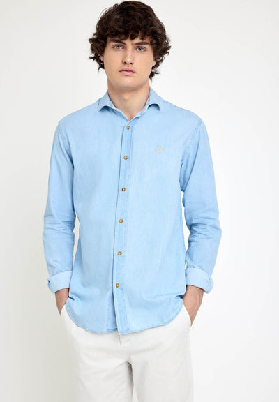 CAMISA BORDADA DENIM CLARO