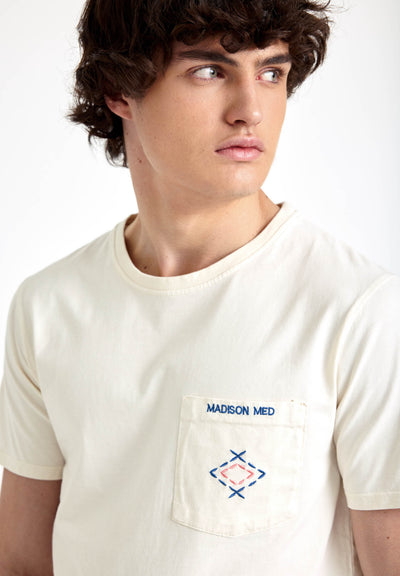 CAMISETA OFF-WHITE BORDADA CON BOLSILLO